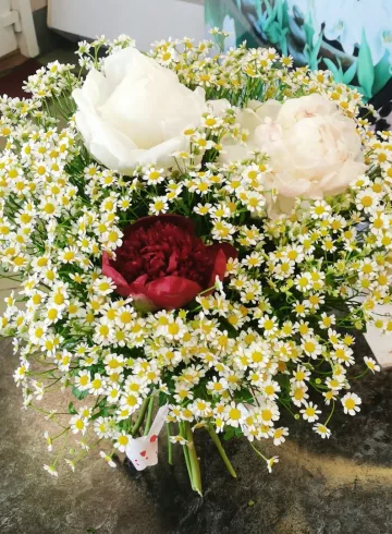 Букет из пионов с ромашкой от интернет-магазина цветов в 