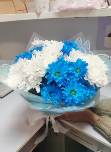 Мини букет из хризантем «Облако» от интернет-магазина цветов в 